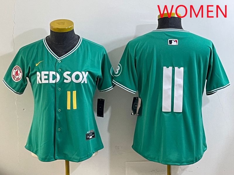 Women Boston Red Sox #11 No Name Green Joint Name Nike 2025 MLB Jersey style 7->women mlb jersey->Women Jersey